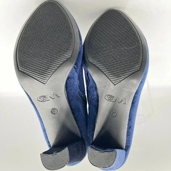 NEW Blue Velvet Ankle Booties Women 10M Zip Closure Block Heel Boots Elvis Shoes - Picture 13 of 16